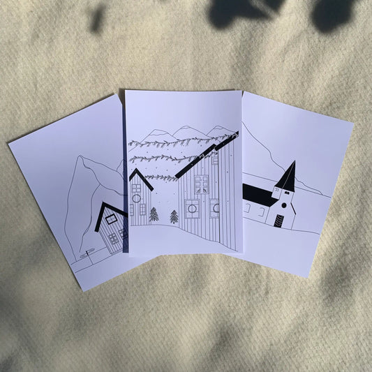 Skandinávské domy – Kolekce ilustrací