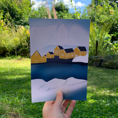 Severské vesničky – Rorbu, Lofoty – žlutá